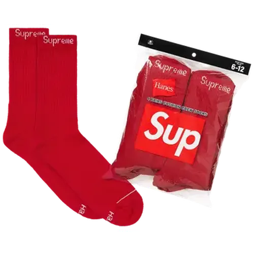 Supreme x Hanes Crew Socks (4Pack) 'Red'