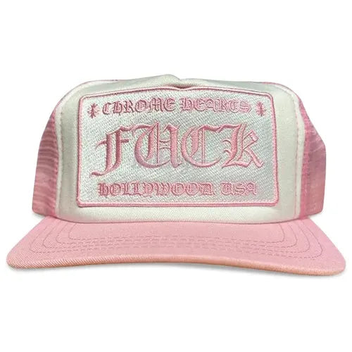 Chrome Hearts Fuck Hollywood Trucker Hat 'White/Pink'