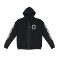 CHROME HEARTS HORSESHOE FLORAL-CROSS BLACK ZIP UP HOODIE