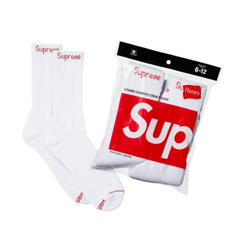 Supreme x Hanes Crew Socks (4Pack) 'White'