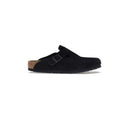 Birkenstock Boston Clogs Black Suede Soft Footbed