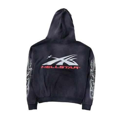 Hellstar Airbrushed Skull Hoodie Black