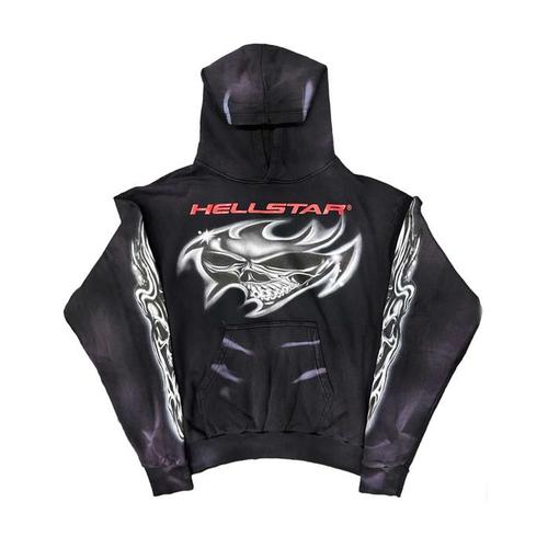 Hellstar Airbrushed Skull Hoodie Black
