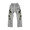 Hellstar Studios Grey/Green Future Flame Flared Sweatpants