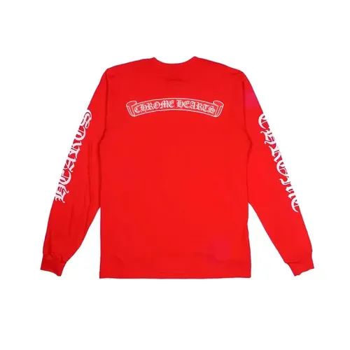 CHROME HEARTS RED SCROLL LOGO L/S TEE