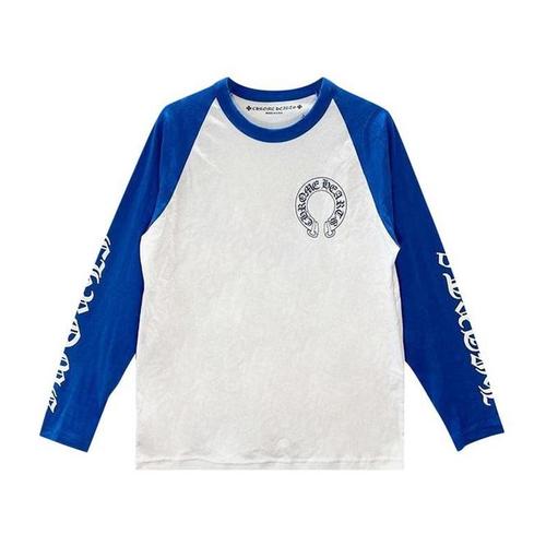 Chrome Hearts Long-Sleeve Horseshoe Baseball Tee 'White/Blue'