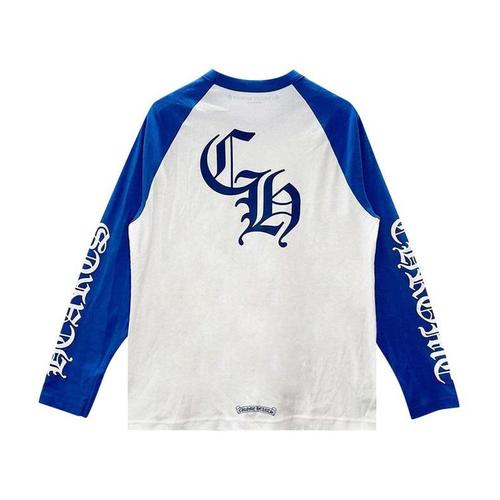 Chrome Hearts Long-Sleeve Horseshoe Baseball Tee 'White/Blue'