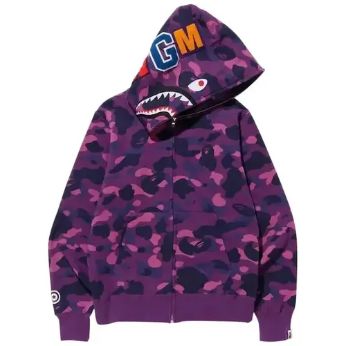 BAPE Color Camo Shark Full Zip Hoodie 'Purple'