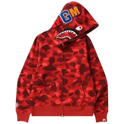 BAPE Color Camo Shark Full Zip Hoodie 'Red'