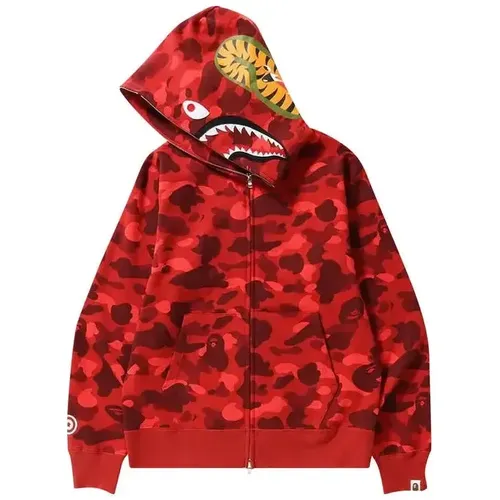 BAPE Color Camo Shark Full Zip Hoodie 'Red'