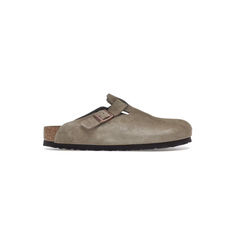 Birkenstock Boston Clogs Taupe Suede Soft Footbed