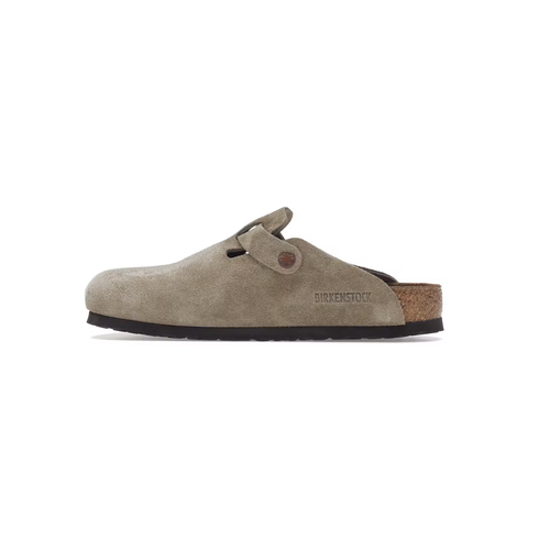 Birkenstock Boston Clogs Taupe Suede Soft Footbed
