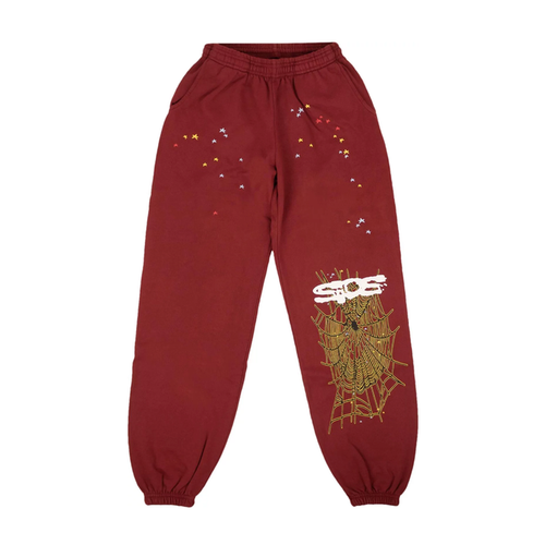 Sp5der Logo Sweatpants Maroon